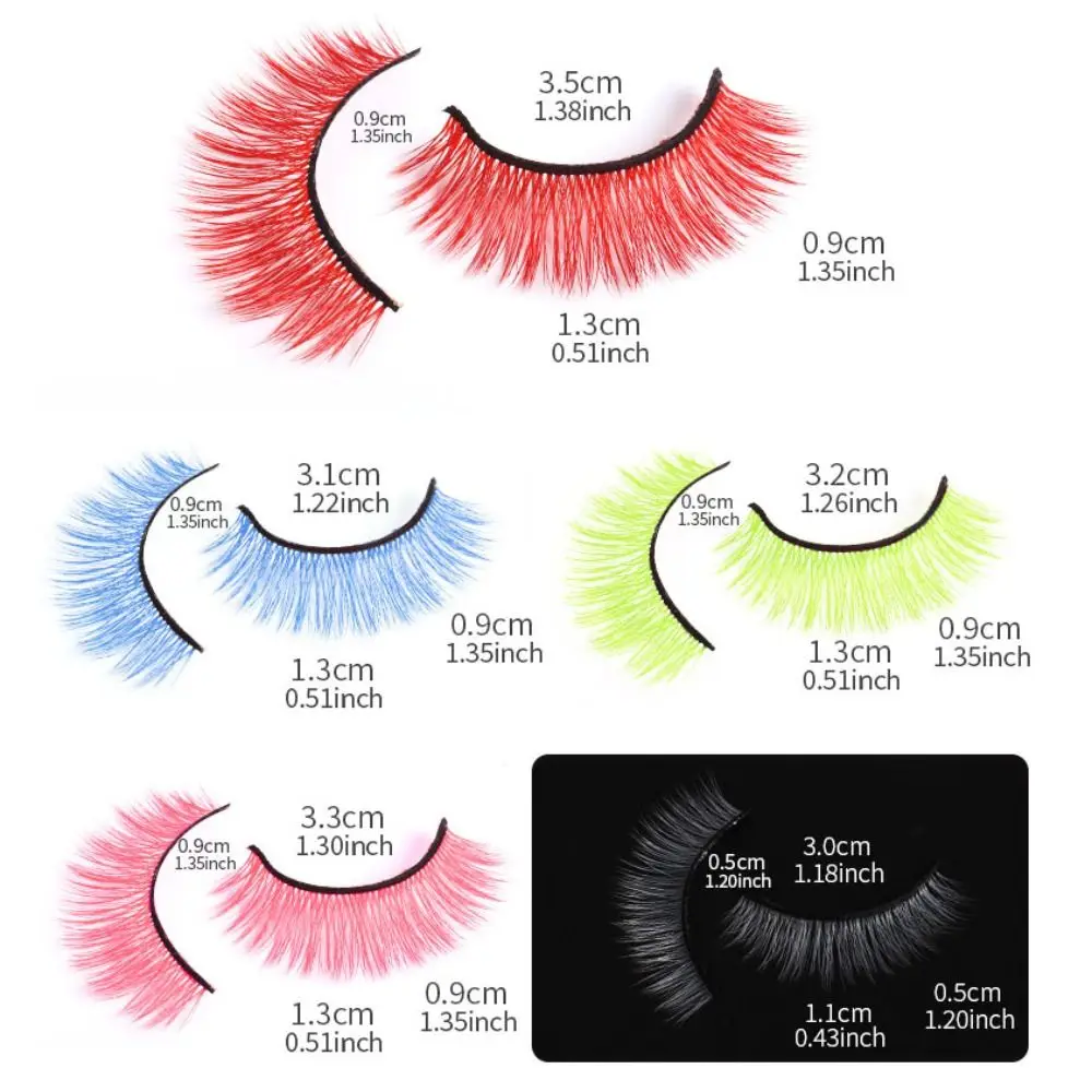10 paires de faux cils colorés doux, Extension de cils confortables et réutilisables, en Fiber artificielle, individuels pour femmes