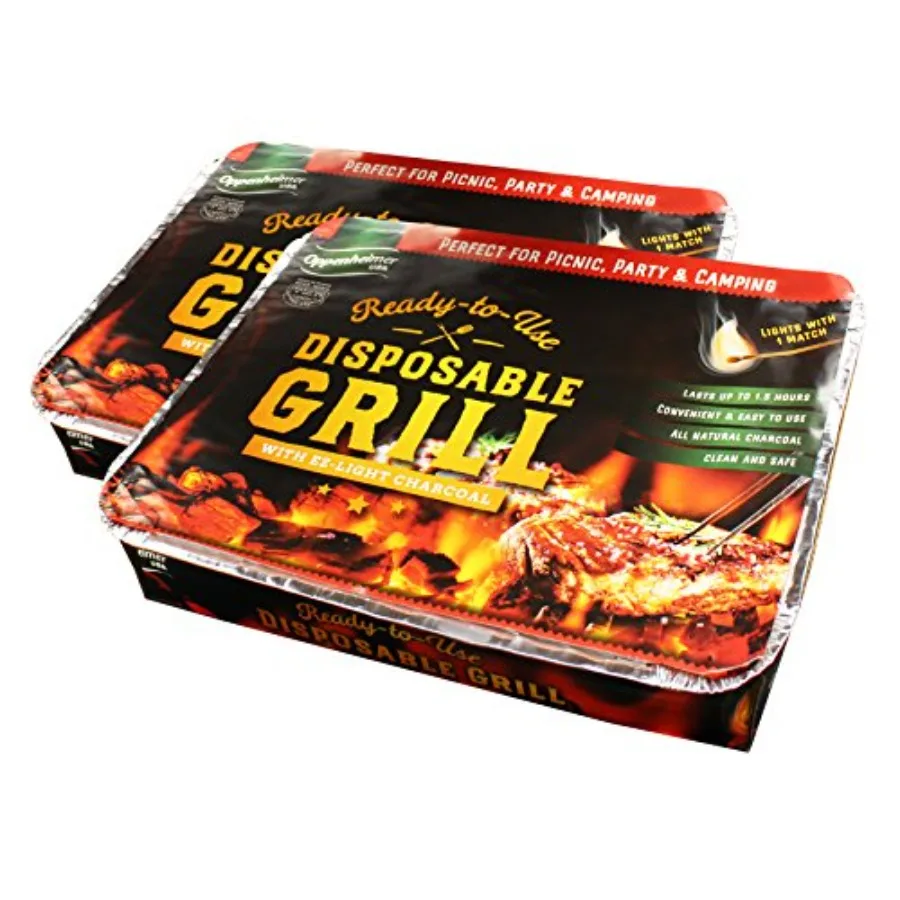 Disposable Charcoal Grill On-The-Go Ready to Use Easy to Light Kosher Pack of 2