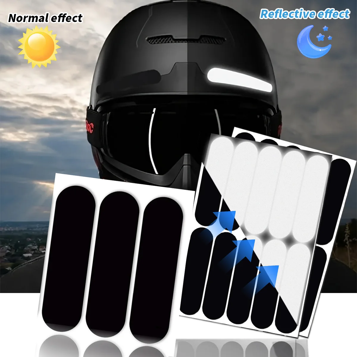 

Strong Reflection Black Reflective Sticker Safety Warning Outdoor Car Bicycle Reflective Strip Helmet Sticker