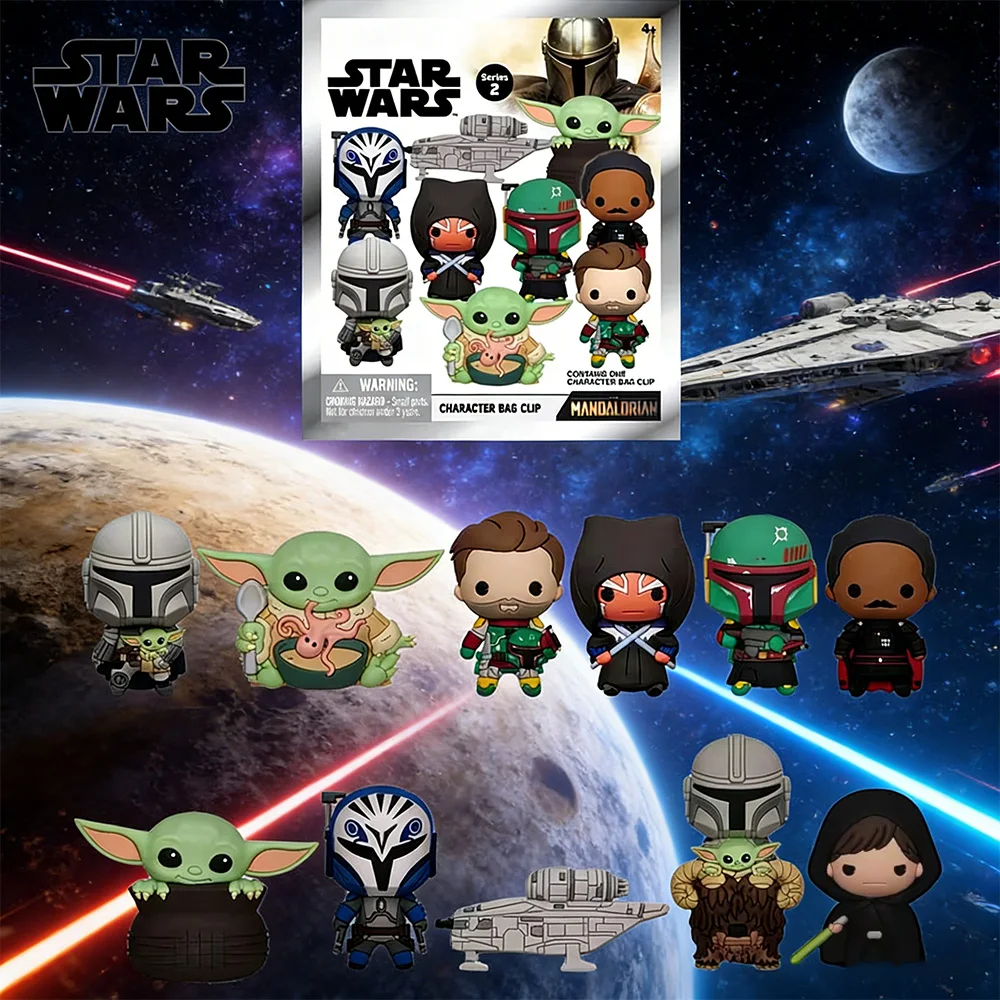 1PC Star Wars Officially Licensed Blind Box 3D Figurine Bag Clip Mando Grogu Bo Katan Cobb Vanth Anime Figure Keychain Random 1