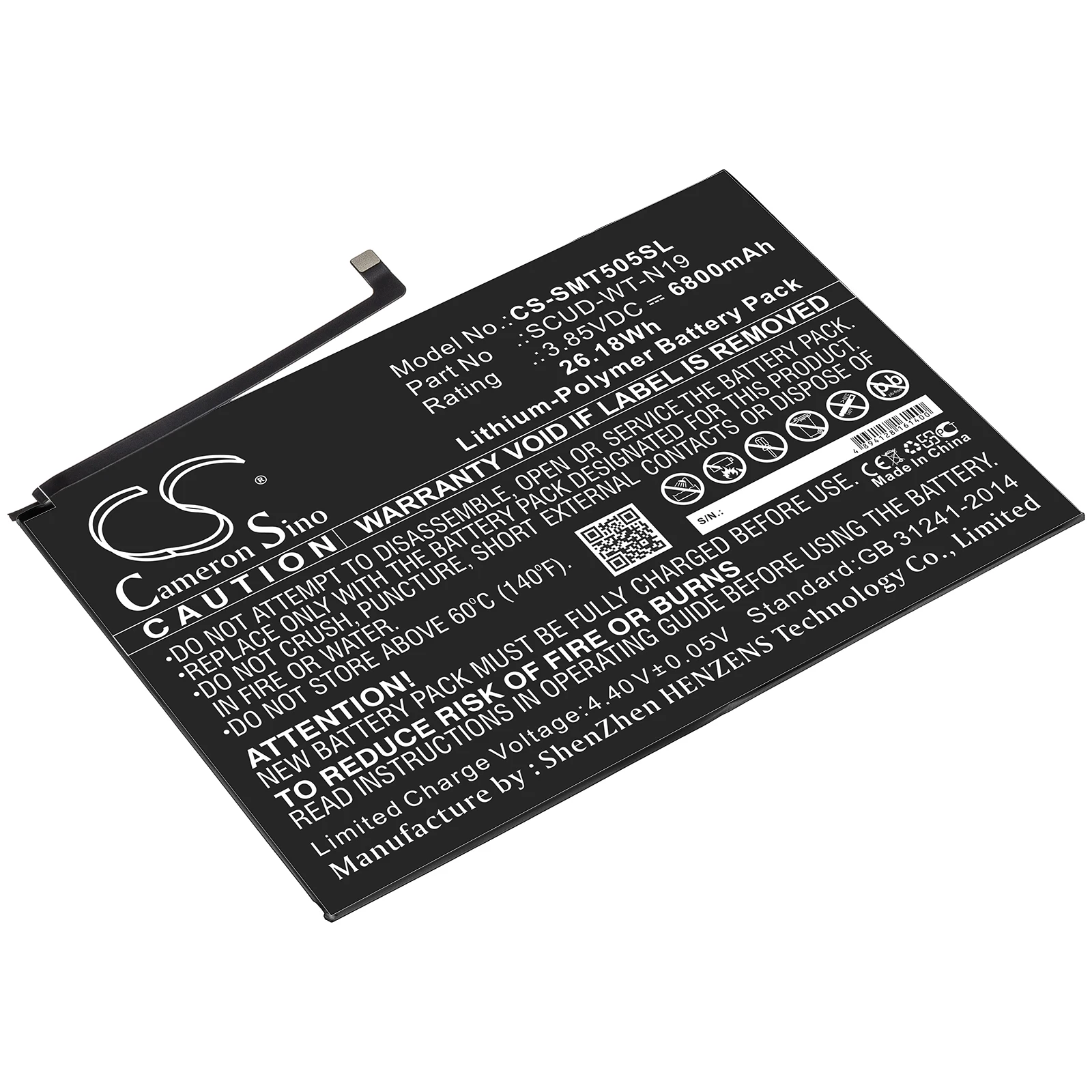 

Li-Polymer Tablet Battery for Samsung, 3.85V, 6800mAh, Compatible Models: Galaxy Tab A7 10.4 2020, SM-T500, SM-T505