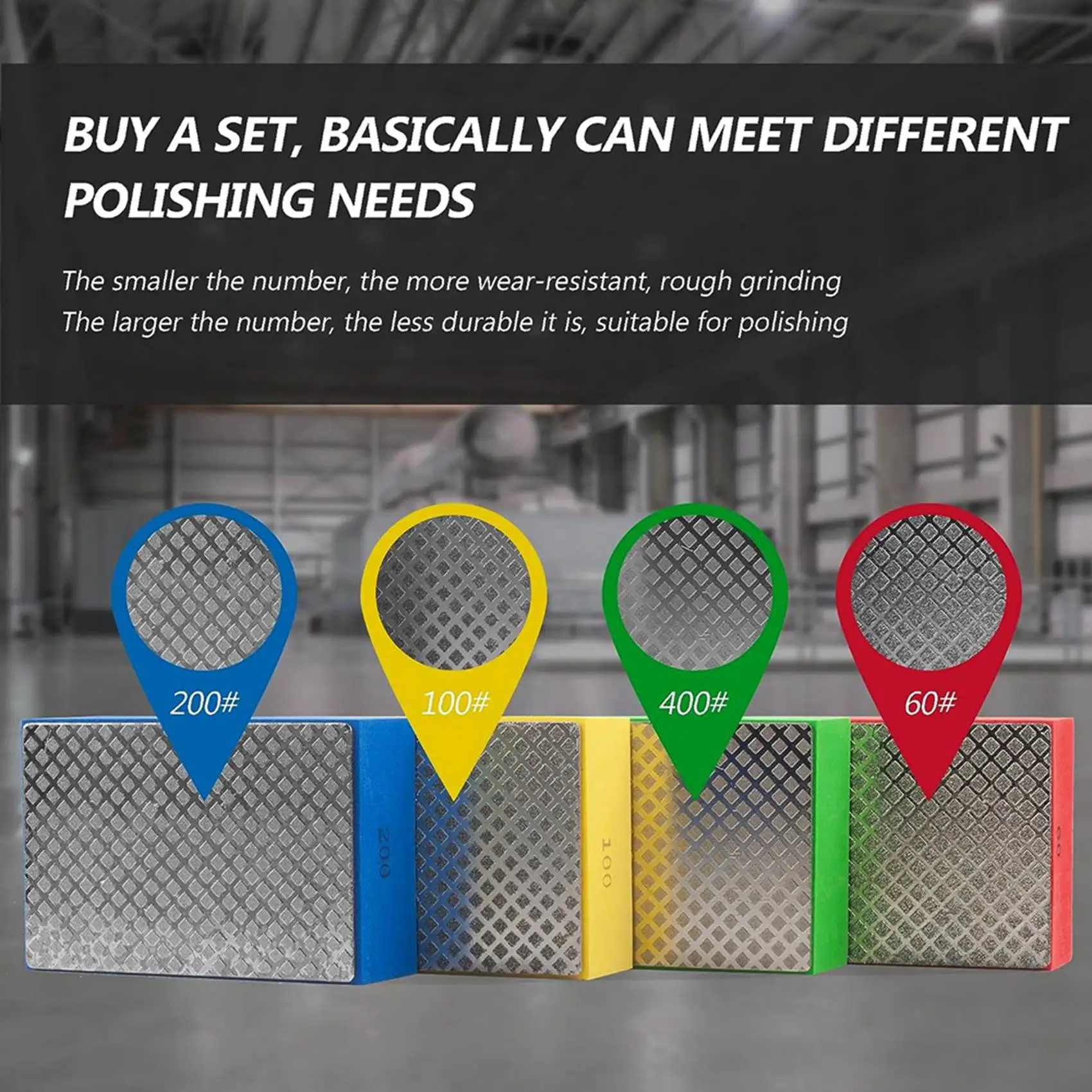 

L60A 12Pack Diamond Hand Polishing Pads For Sanding Ceramics Glass Tile Concrete Stone Marble Granite, 60, 100, 200, 400