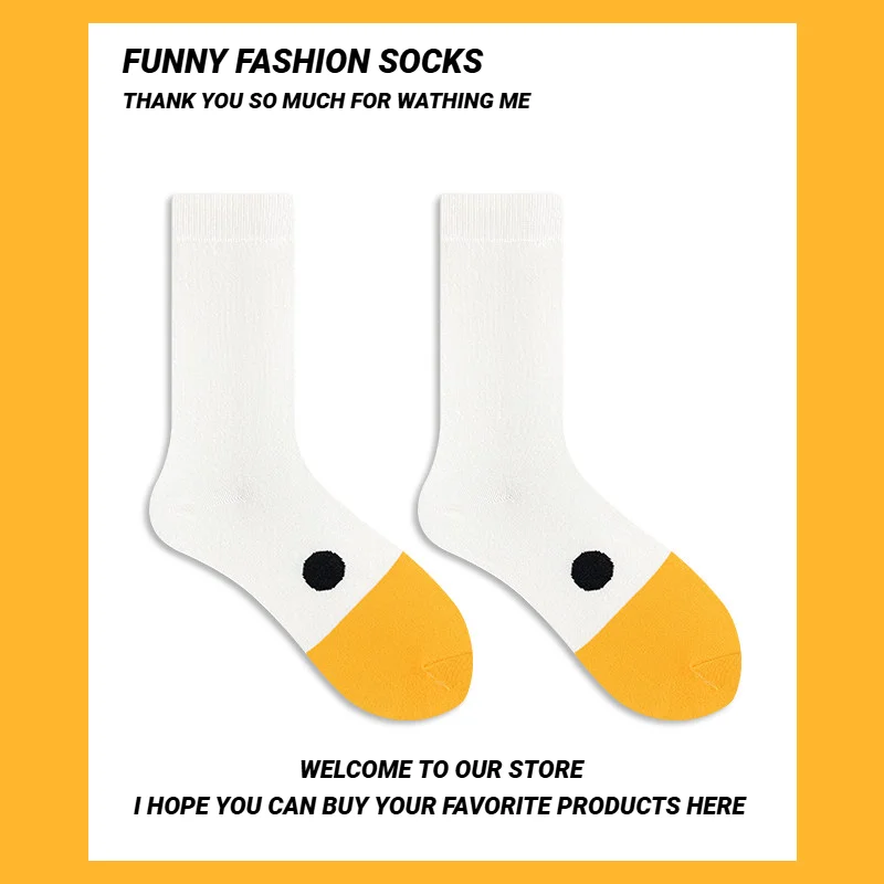 Cartoon Women Socks Fashionable And Versatile Cute Design Funny Goose Head Breathable Soft Comfortable Casual Socks﻿ Sport
