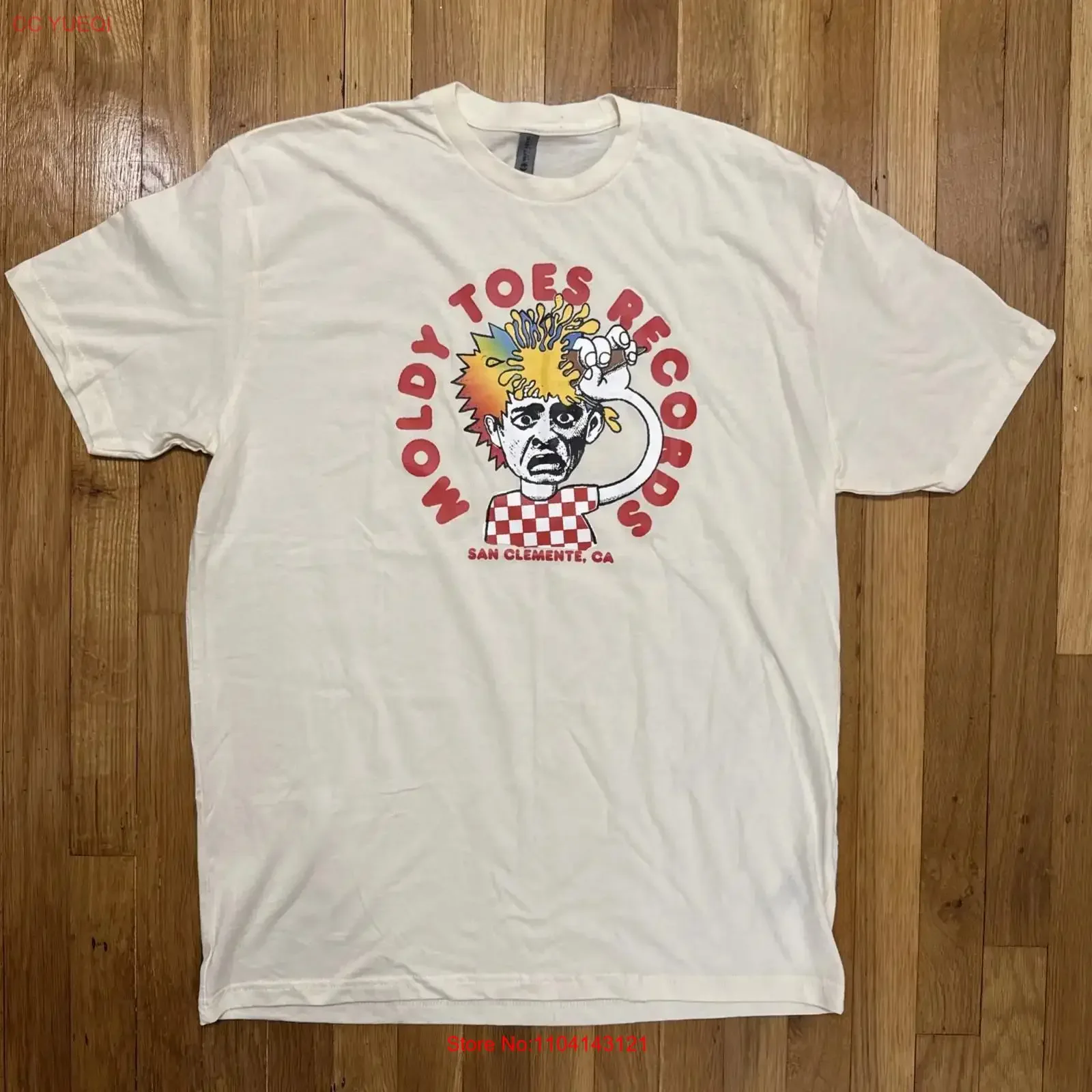 Camiseta Rara Moldy Toes Records San Clemente CA Tamanho XL Vintage Lavada Masculina Estilosa Casual com Estampa Gráfica Streetwear