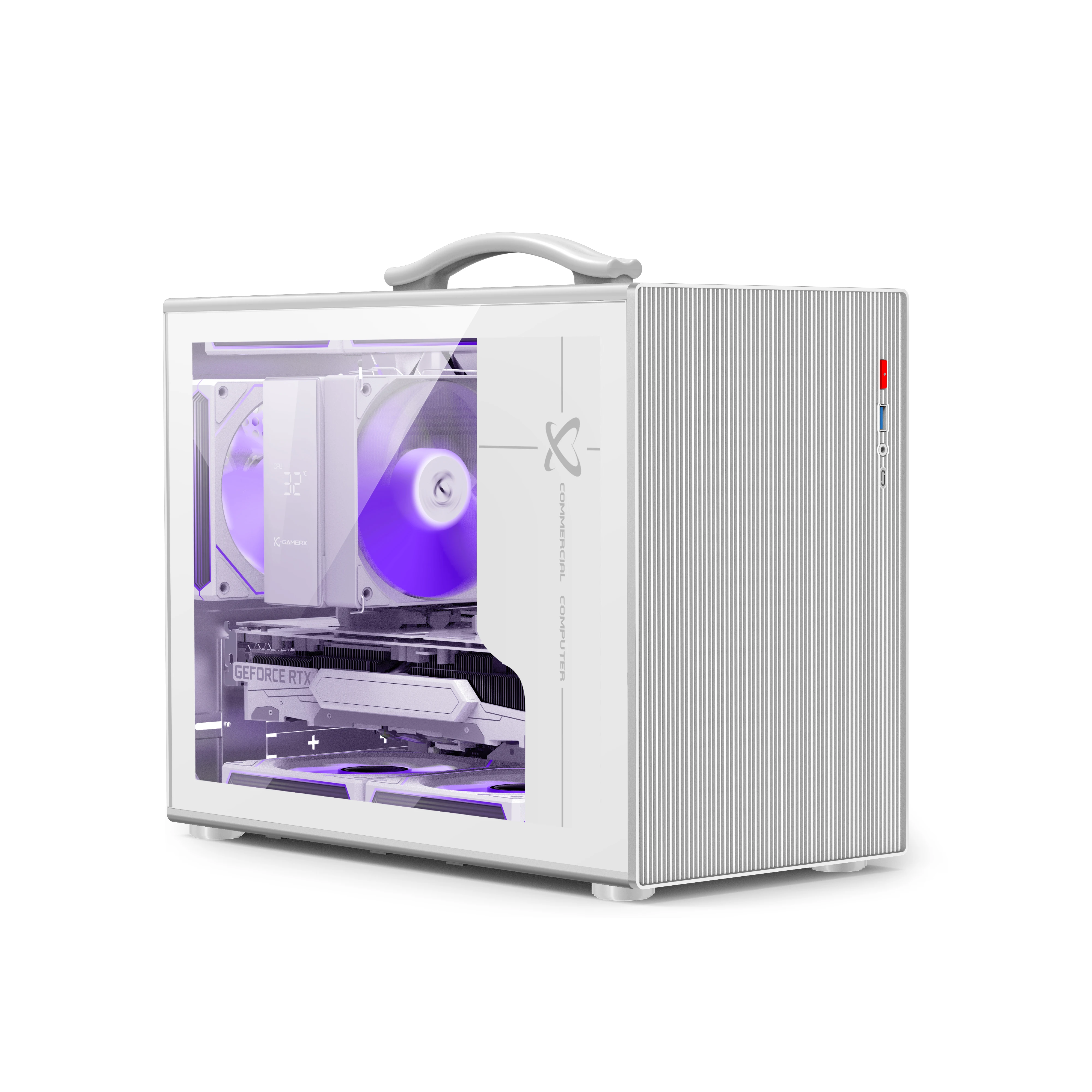 

X-Gamerx M1 Портативный портативный корпус настольного компьютера, мини-стекло-прозрачный боковой компьютер MATX, небольшой корпус для компьютера