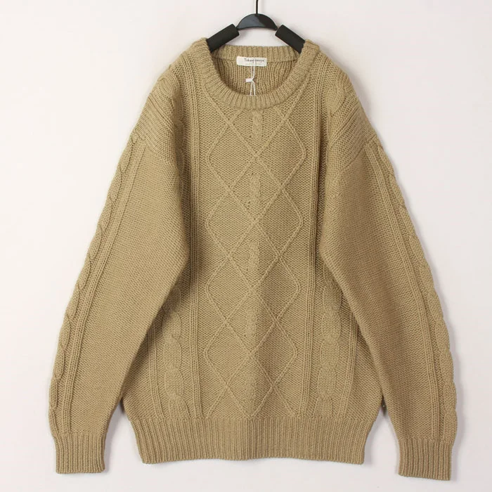 

Vintage Autumn Winter Hand Knitted Wool Sweater Women's Open Cardigan Bean Hollow out Design Loose Fit Long Sleeve round Neck