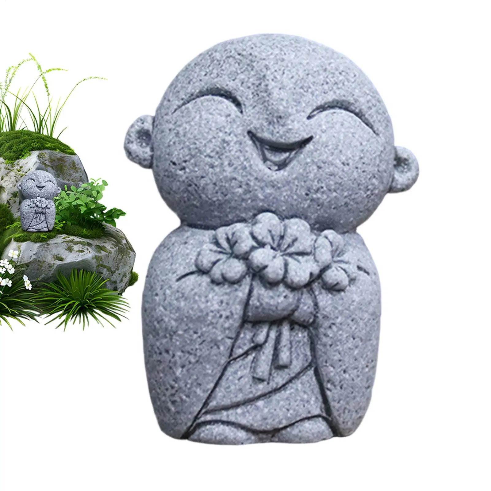 Garden Monk Statue Bonsai Monk Ornament Cute Miniature Garden Monk Statue Zen Garden Ornament Mini Buddha Fish Tank Decoration