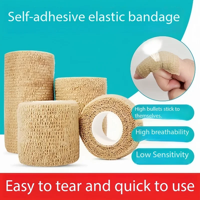 

5/10 рулонов медицинской клейкой повязки, эластичная дышащая спортивная самоклеящаяся лента, бежевая лента для пальцев для запястья, лодыжки