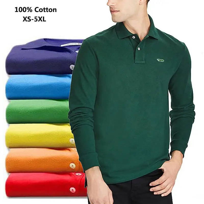 High Quality 100% Cotton Embroidery-Logo Mens Polos Shirts Casual Clothing Sportswear Long Sleeve Polos Hommes Fashion Male Tops