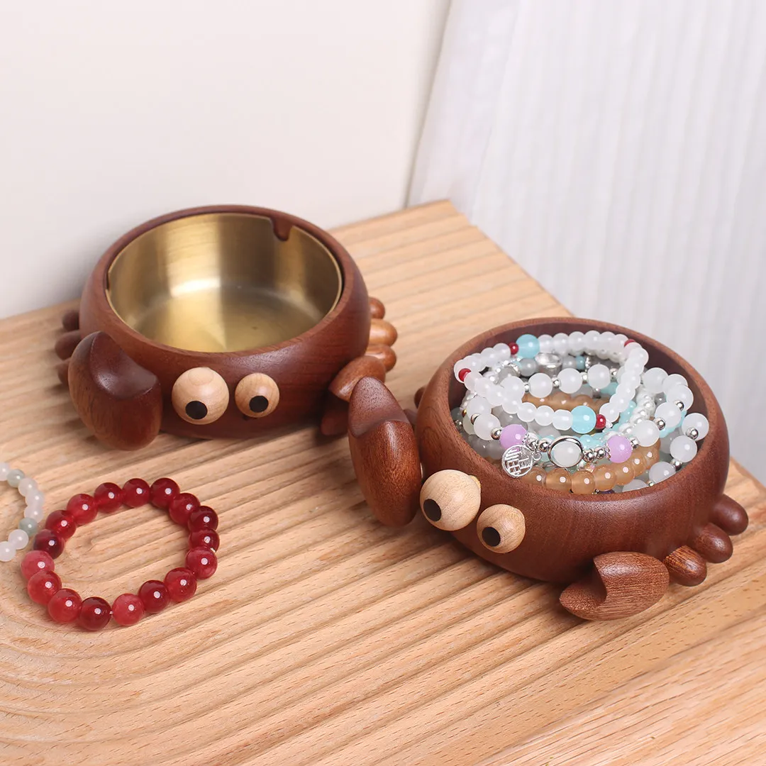 Crab Jewelry Storage Box, Ashtray, Funny, Cute, Creative, High-end Feeling, Give Boyfriend A Solid Wood Ornament