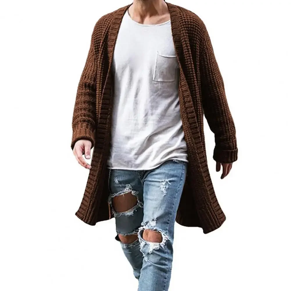 Neue Herren gestrickte Baumwolle Cardigan Mode lange Pullover männlich lässig solide Langarm schlanke Outwear Herbst Winter warme Jacke