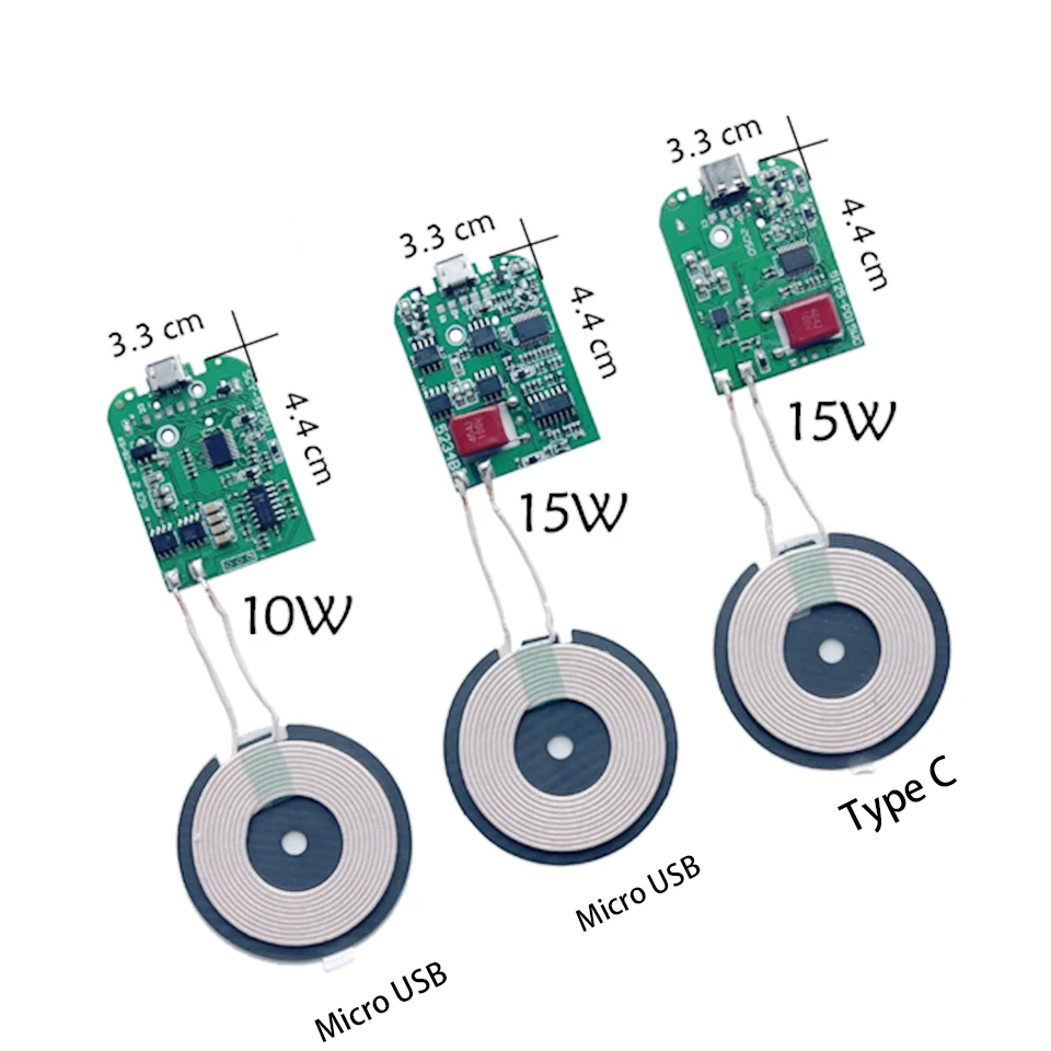 10W 15W 20W High Power Wireless Charger Transmitter Module Type C Micro USB + Coil QC/PD/QI Standard Fast Charging Circuit Board