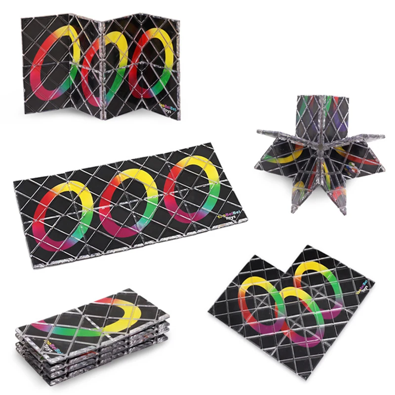 8 Panels 5 Rings Black Magic Folding Puzzle Cube Twisty Magic Rings 8 Tile Panel Type Magic Board Toys Children Educational