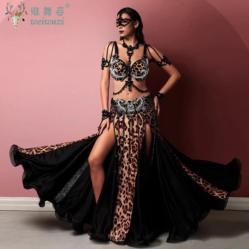 Golden Egyptian Belly Dance Costume Women's Customized Advanced Sexy Leopard Print Performance Set Dancer Competition Clothing