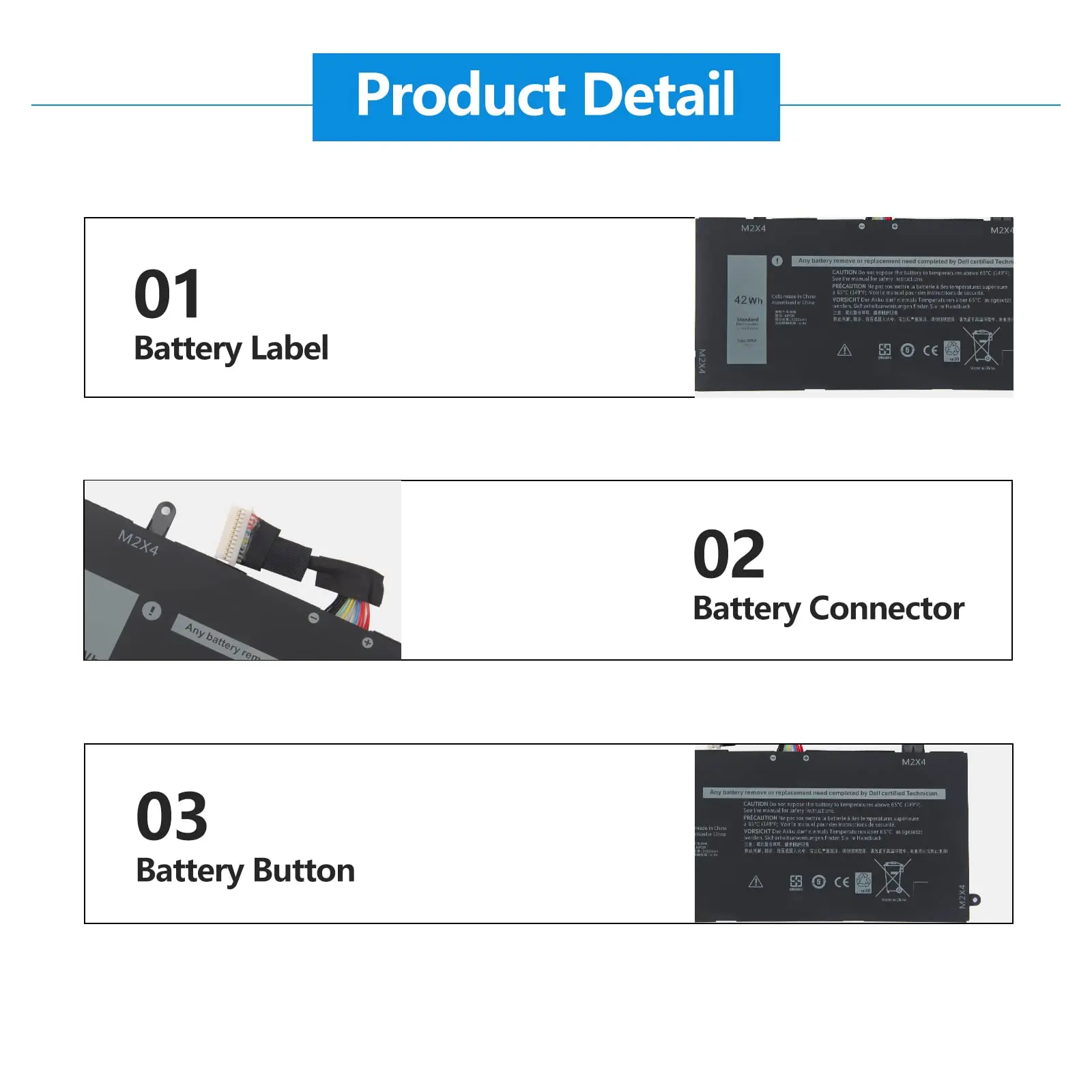 J0PGR Laptop Battery Replacement for Dell Latitude 12 5285 5290 2-in-1 T17G 0J0PGR JOPGR 1WND8 X16TW 0X16TW 0FTH6F 7.6V42Wh4Cell