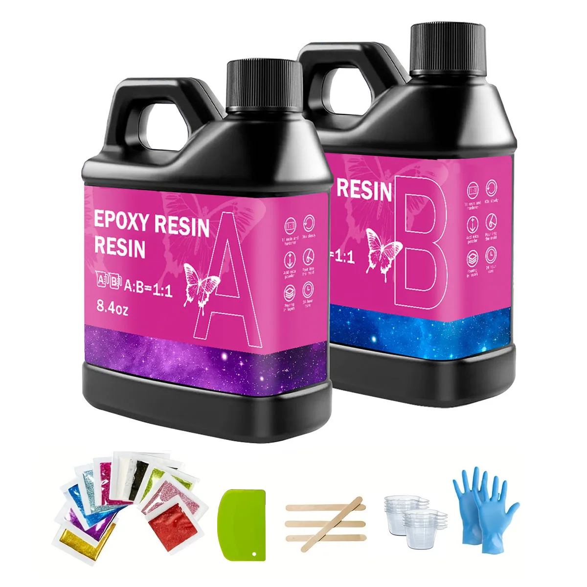 Epoxy Resin 8.4oz/16.8oz Epoxy Resin / Perfect for DIY Beginners, Essential for Making Bracelets, Earrings and Handcrafts