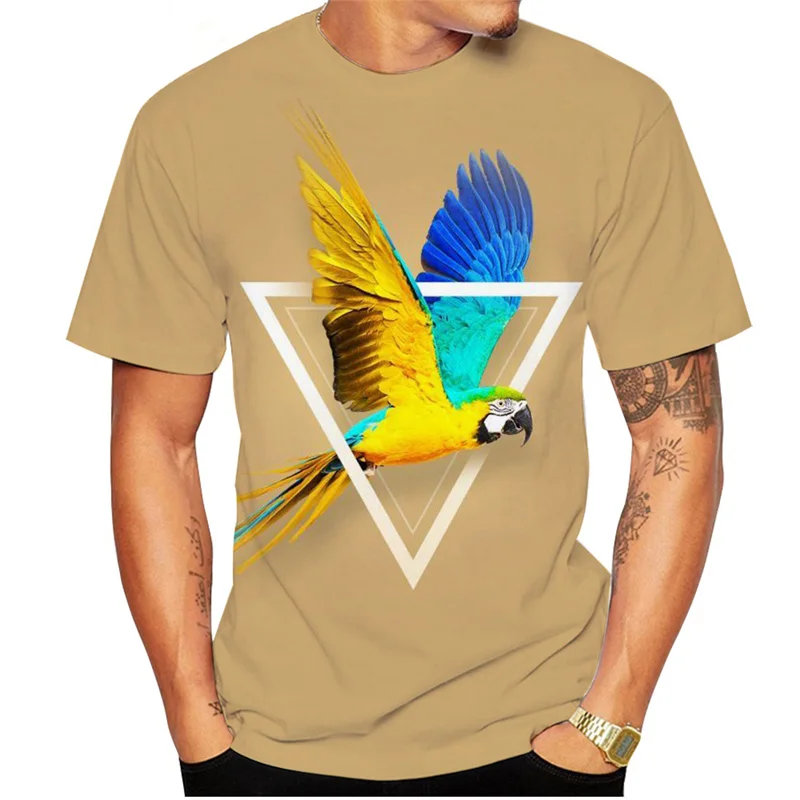 3D Printed Parrot Animal T Shirt For Men Funny Cool Pattern Tees Summer Harajuku Loose Round Neck Tops Short Sleeve Kid T-Shirts