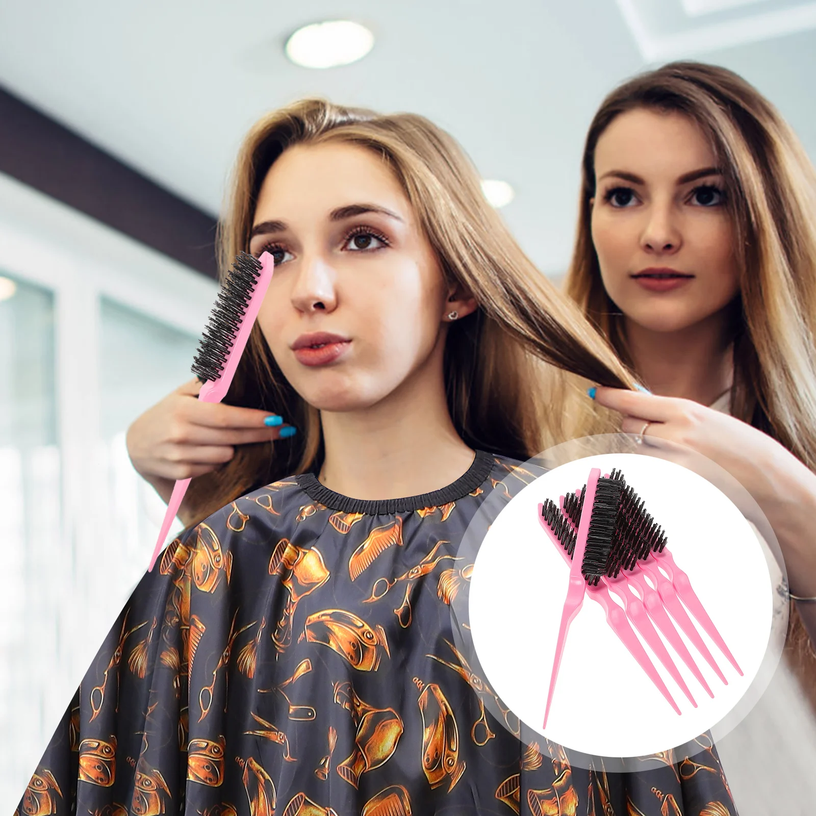 

6pcs Teasing Three Row Volume Brush For Hair Styling Professional Grooming Combs Lightweight Scalp Comb Travel Friendly