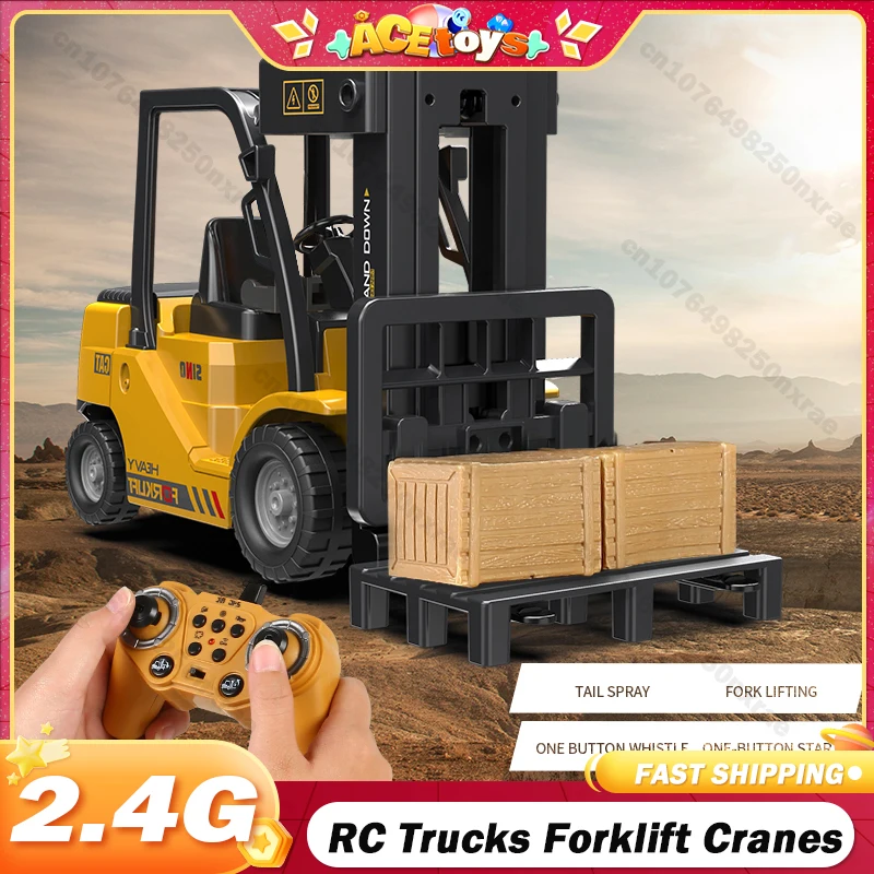 RC Trucks Forklift 2.4G Children Toys Remote Control Cars Toys for Boys Cranes Liftable Stunt Car Electric Vehicle for Kids Gift