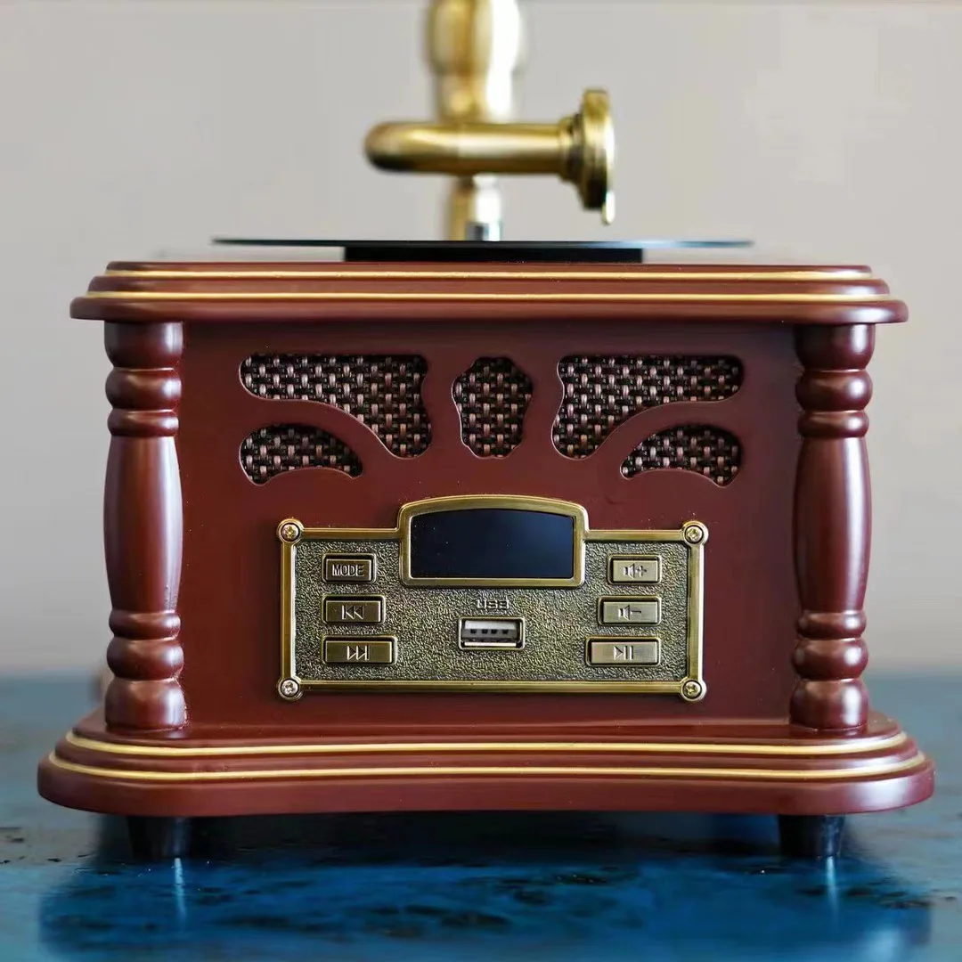 

Vintage phonograph living room decoration vinyl record player old-fashioned turntable creative Bluetooth small speaker