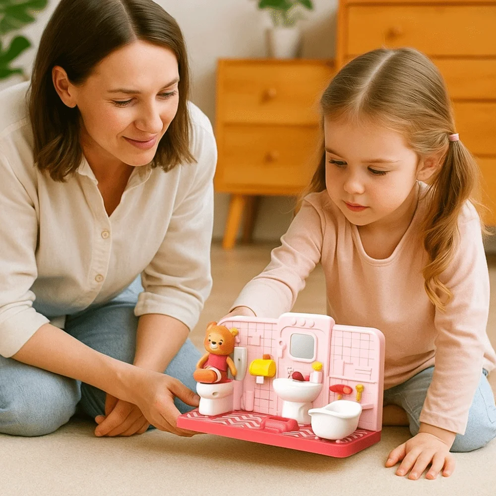 

Ванна Медведь Моделирование Ванная Кукольный Домик Мебель Декор Забавный Электронный Туалет Миниатюрная Имитационная Модель Туалет Головоломка
