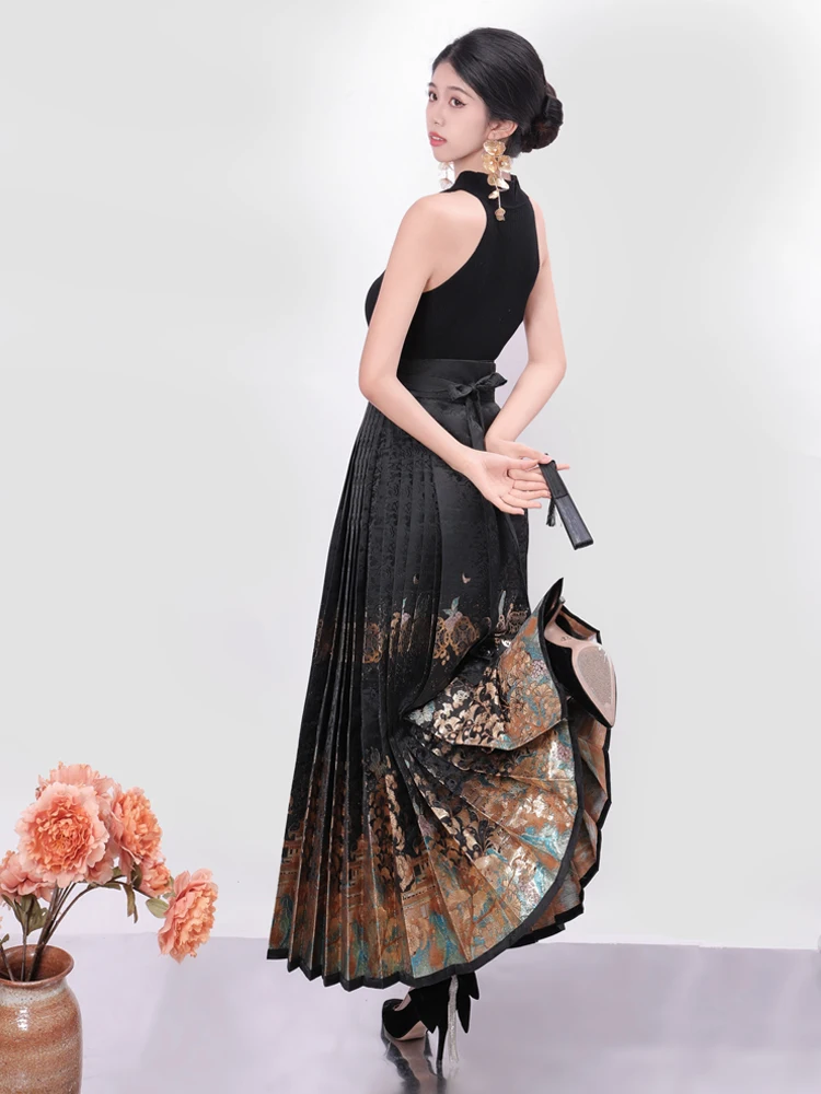 تنورة هانفو حمراء بتطريزات ثقيلة بنمط ما فيس، تنورة نصفية، فستان زفاف لمراسم الشرب، من نوع الثقافة التقليدية، مصنوعة من ألياف...