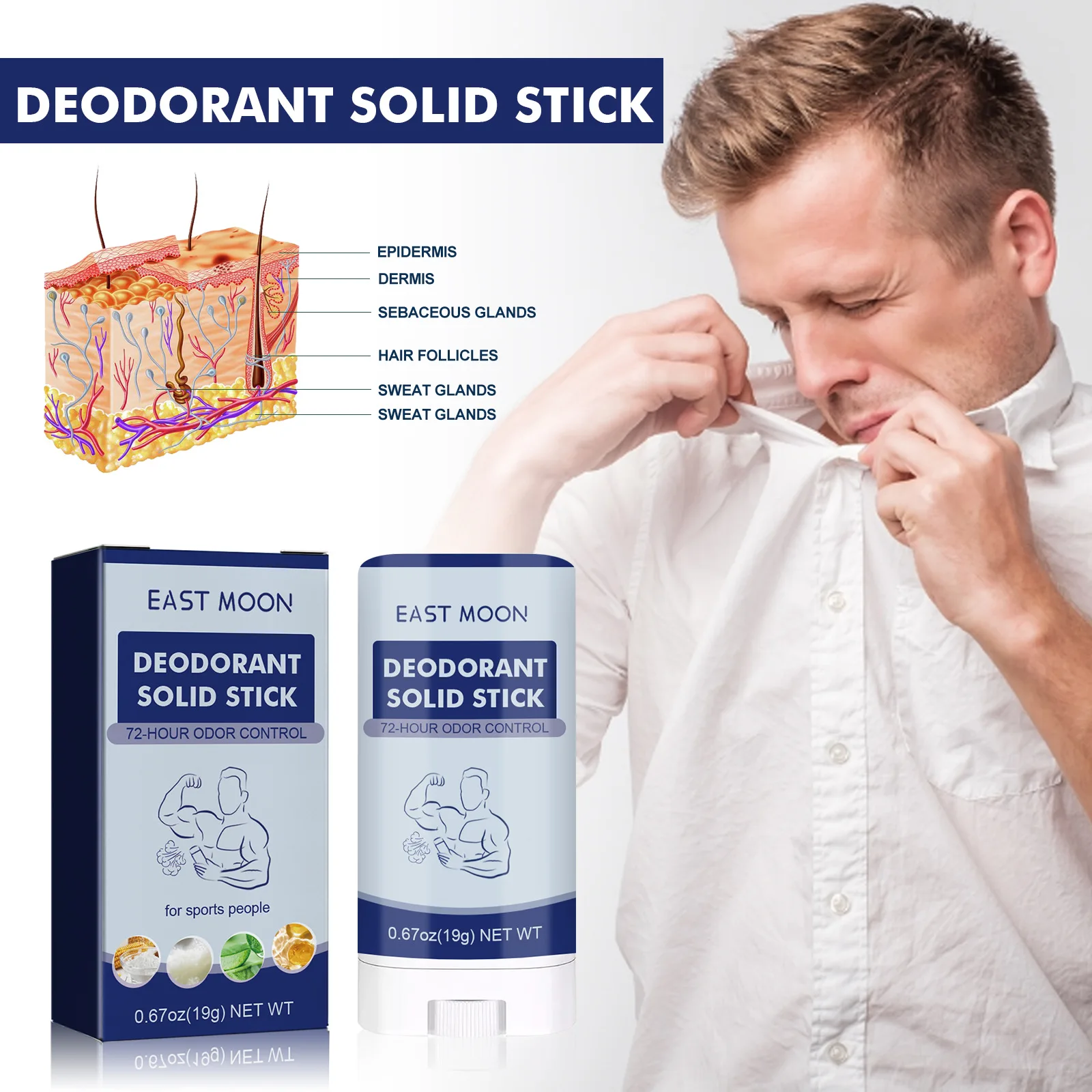 Deodorant for Men Antiperspirant Stick Reduce Underarm Sweating Armpit Odor Remover Portable Underarms Dry Body Deodorant Stick