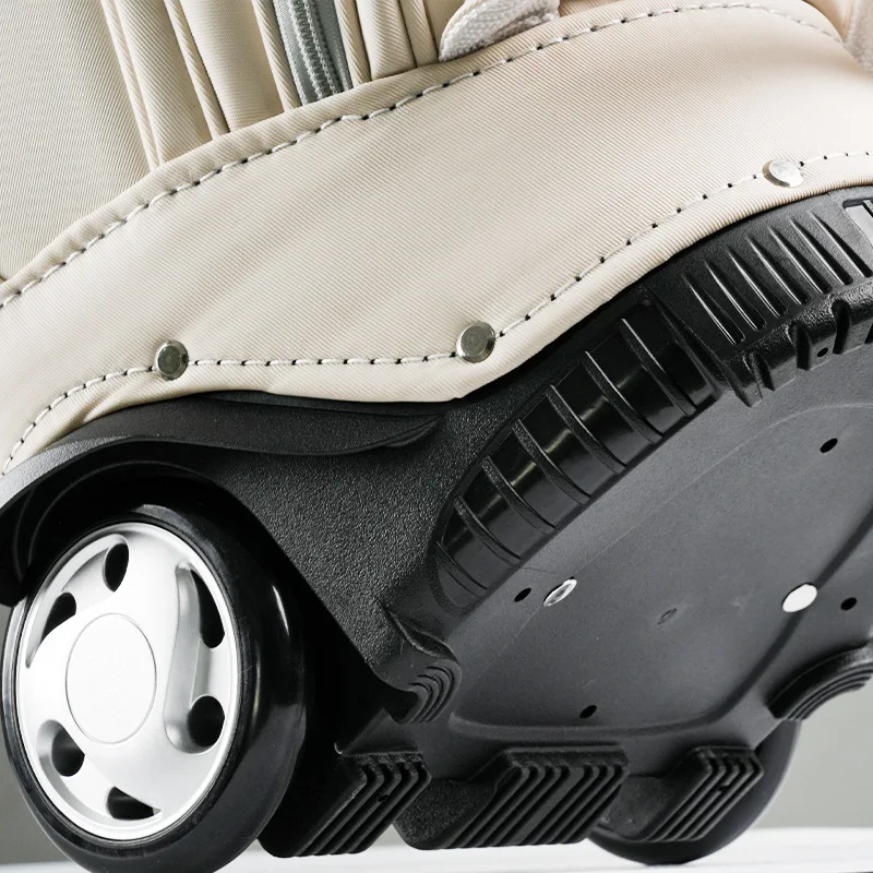 Golf Bag with Wheels Waterproof Nylon Multi Compartments Large Capacity Durable Portable Golf Club Bag