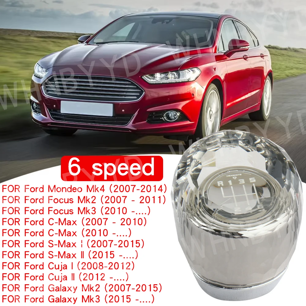 

For Ford Mondeo Mk4 Car Gear Lever Car Accessories LED Crystal Gear Shift Knob 5/6 Speed Shift Knob For Ford Focus Mk2 Gear Knob
