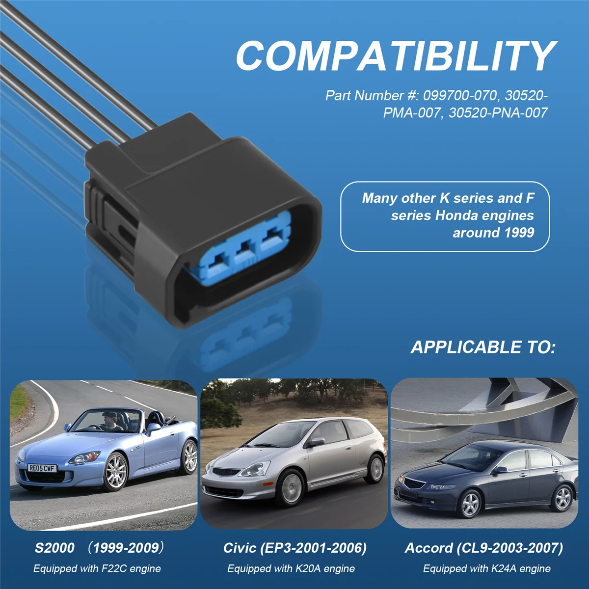 Classic 4Pcs Ignition Coil Harness Connector Wiring Fits for Honda Accord Odyssey Pilot Ridgeline CR-V Civic