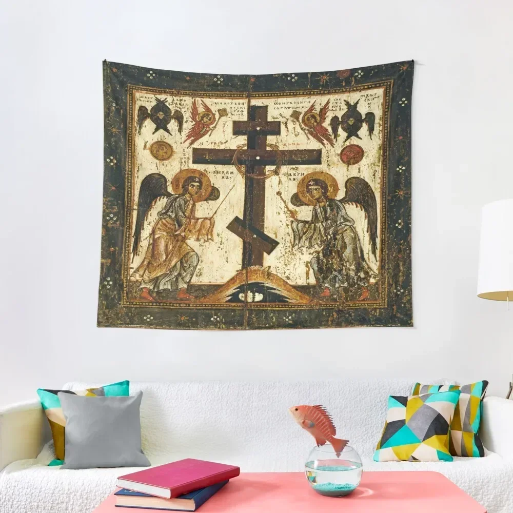 

Orthodox Icon Angels Venerating the Cross Tapestry Wallpapers Home Decor Decorative Paintings Tapestry