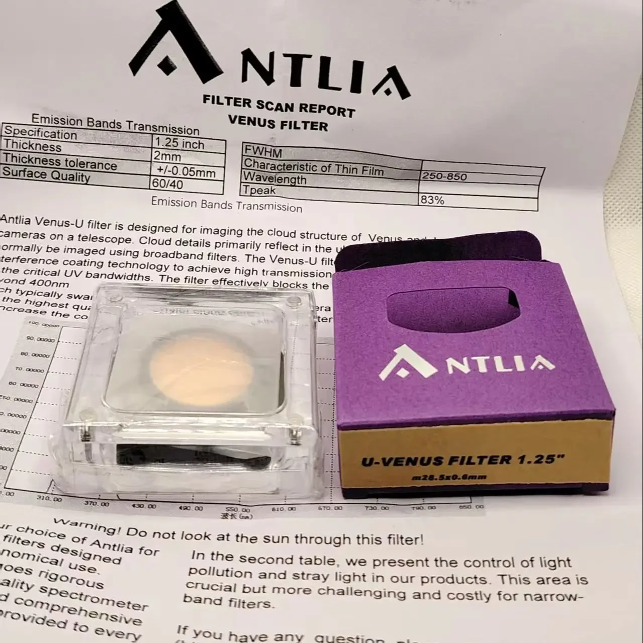 Antlia U-Venusfilter 1.25" Telescope Eyepiece Filter for Astronomical Observing