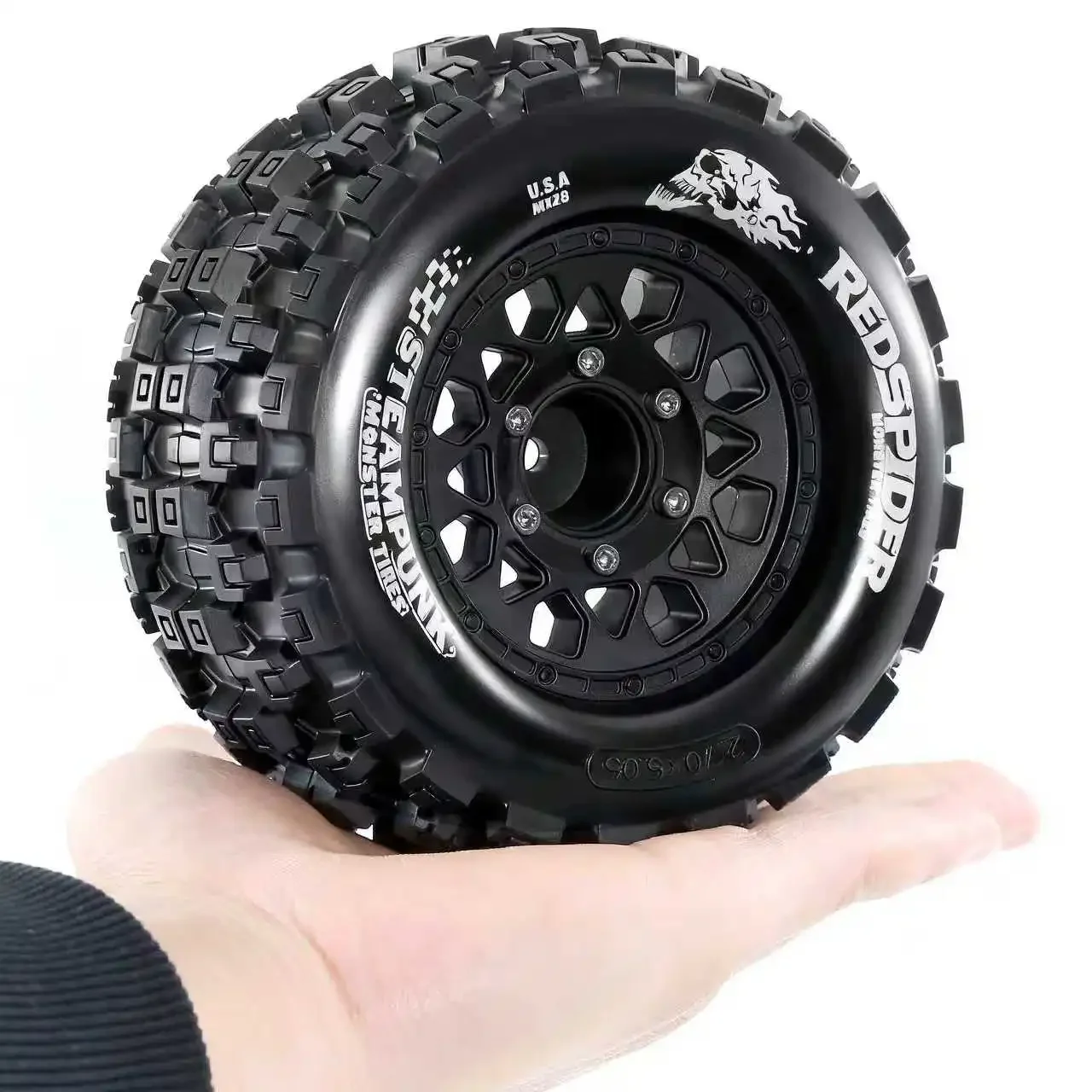 

4-Piece 2.8-inchBigfoot TiresWith12/14mmDouble Hexagon Adapter Suitable for 1/10 RC Cars such as Arrma 3S Series/Traxxas Rustler