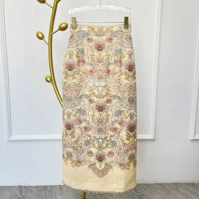 Traje Vintage con estampado Floral para mujer, blusa Beige de manga larga, Tops, pantalones cortos y falda, conjunto de moda de otoño 2026