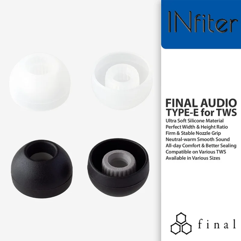 Final Eartips For B&O E8 True Wireless final audio type e silicone ear tips for TWS earbuds samsung buds2 pro eartips wf1000xm4