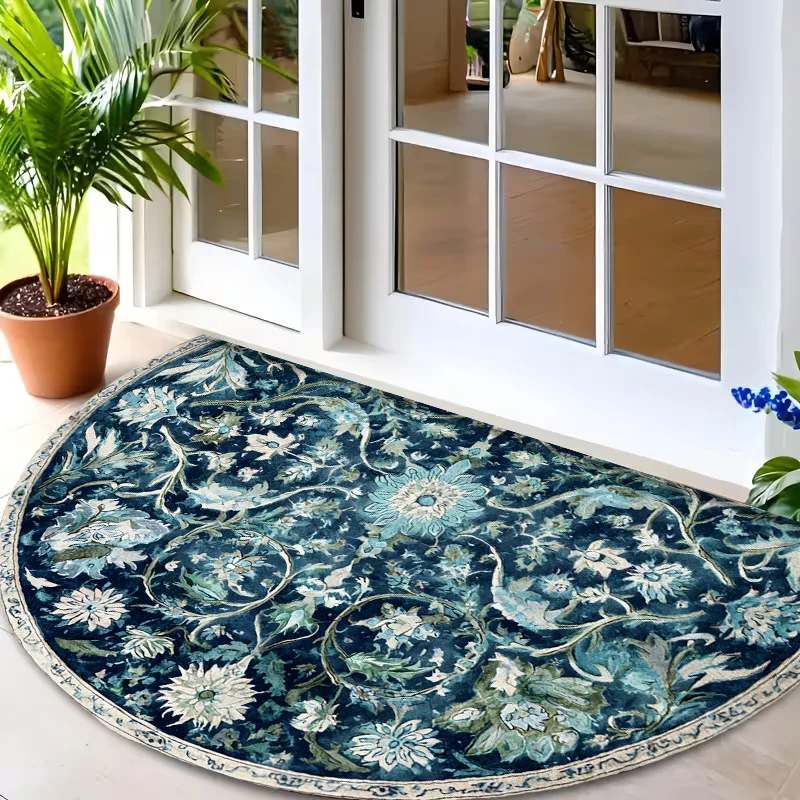 Abstract Grey White Vintage Brushstroke Art Round Commercial Entrance Rug Welcome Doormat For Cafe Gym Office Store