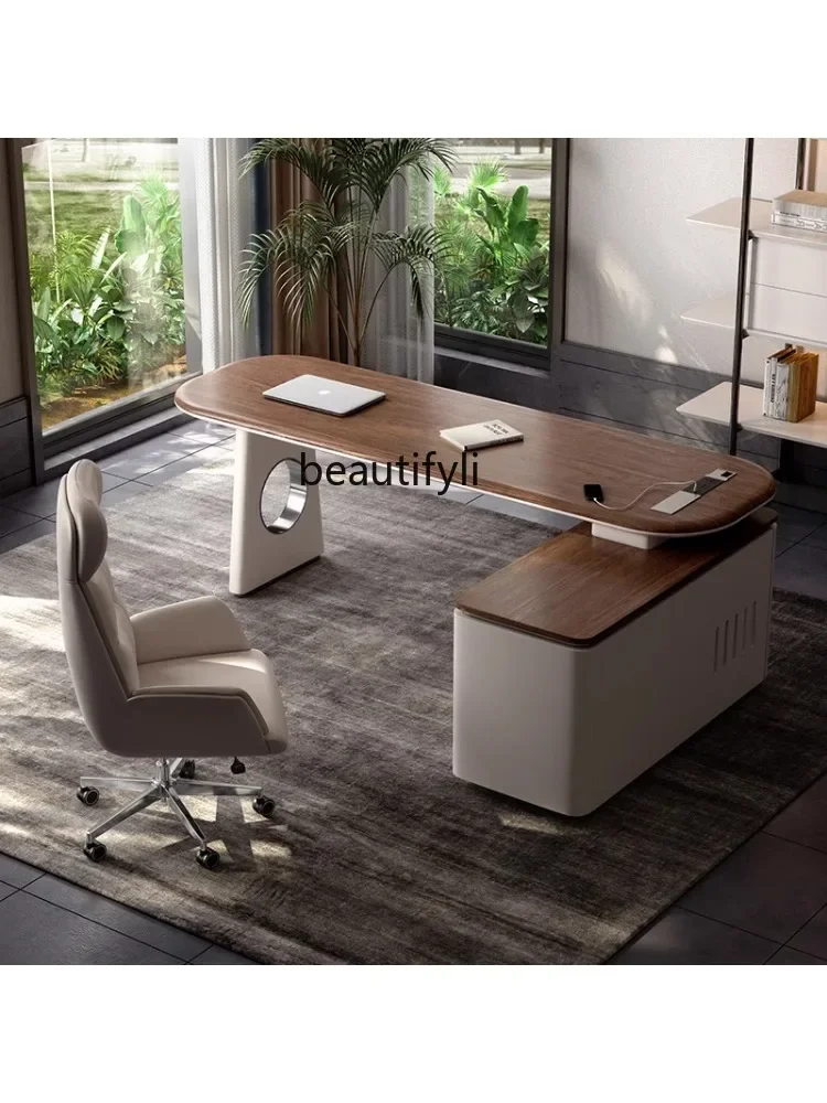 Modern Minimalist Cream Style Desk Minimalist Modern Study Corner Computer Desk French Entry Lux High-Grade Home Desk Office