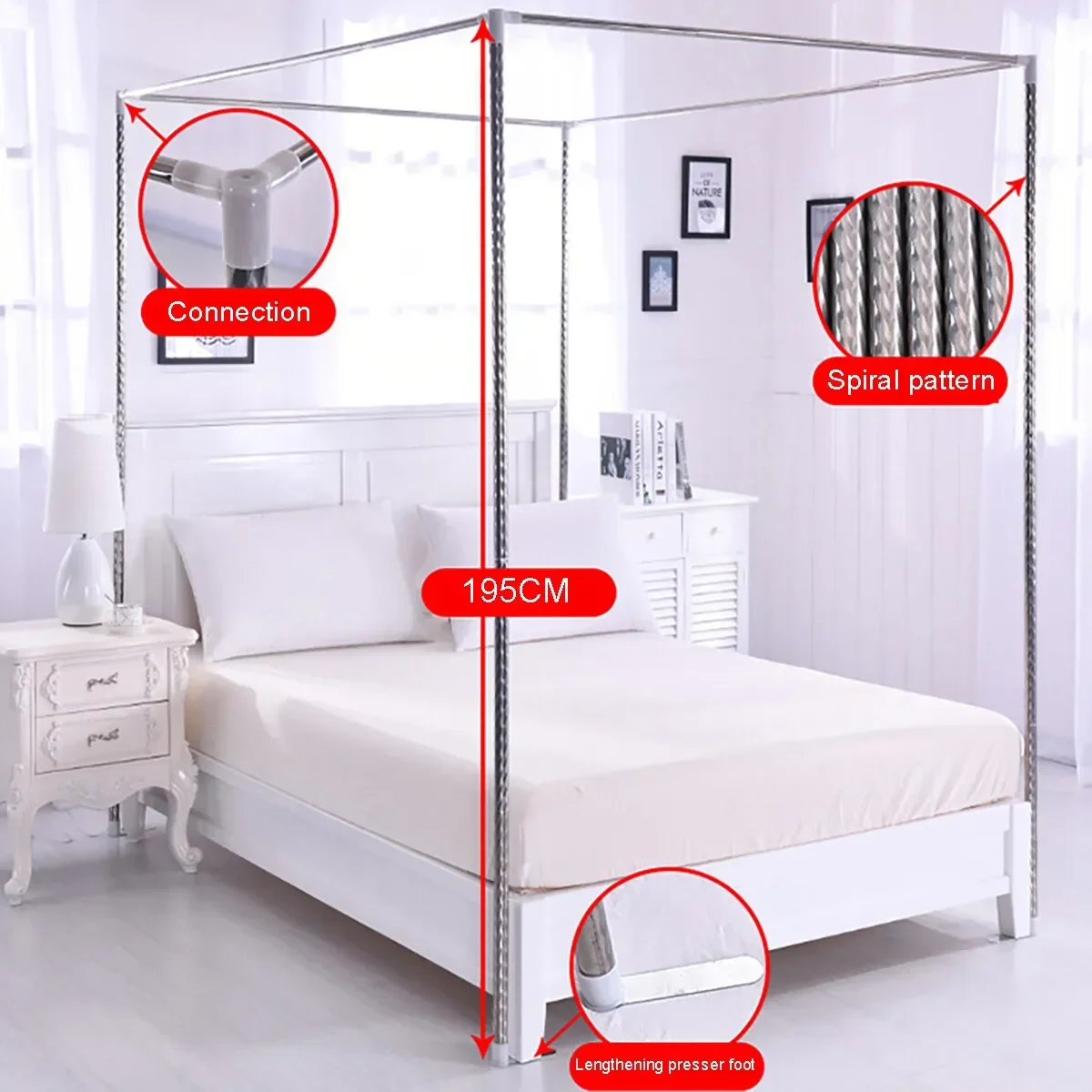 

4 Corner Post Bed Canopy Mosquito Netting Bracket (no mosquito net)