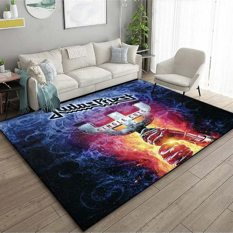 Doom J-Judas Priest Pattern Floor Mat Carpet 15 Size Living Room Bedroom Bedside Floor Mat Area Rug Music Room Club Decor