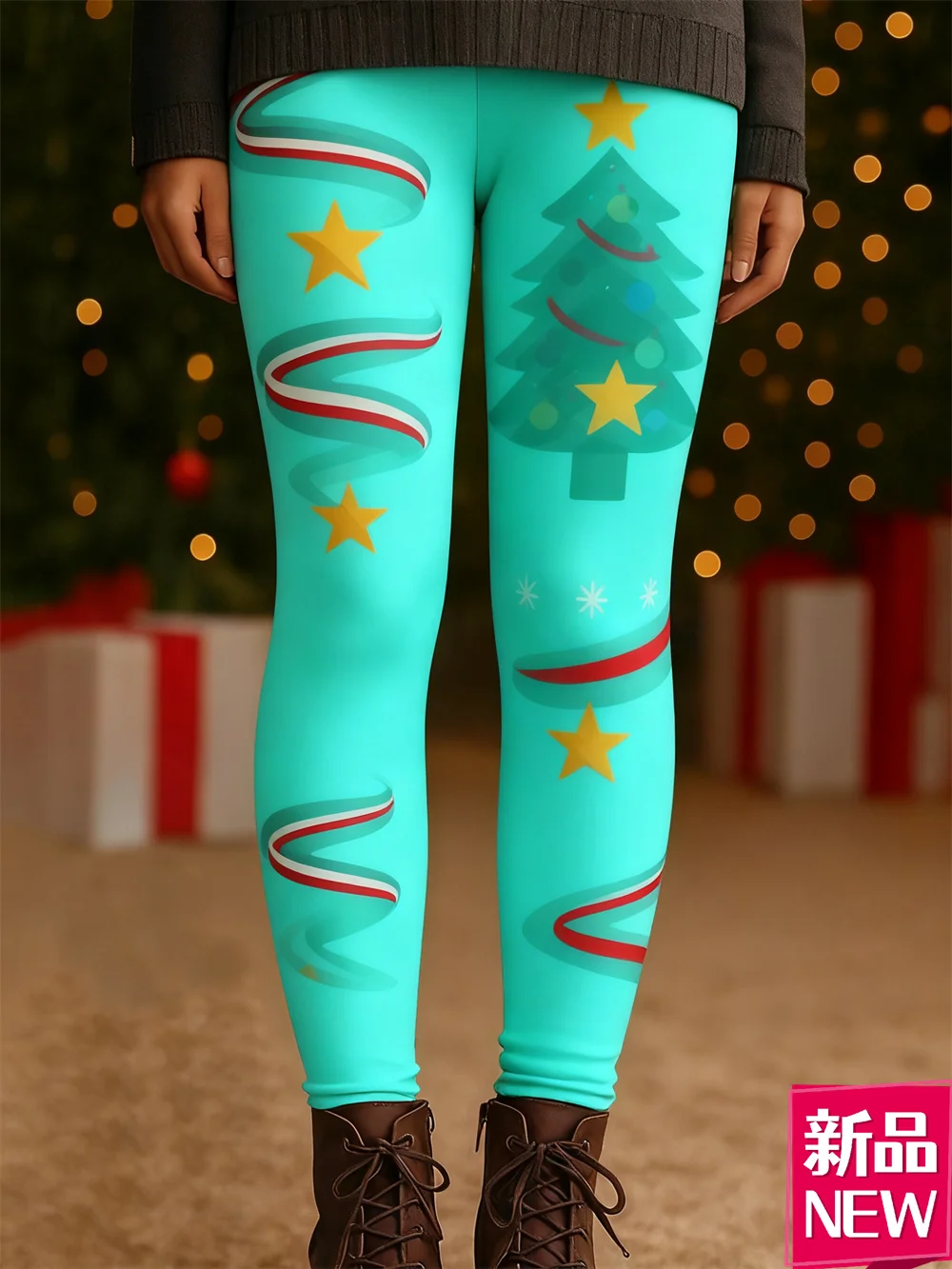 여성용 크리스마스 패턴 탄성 레깅스 3D 프린트 패션 크리에이티브 Y2k 스타일 요가 바지 축제 야외 캐주얼 하이 웨이스트 팬츠