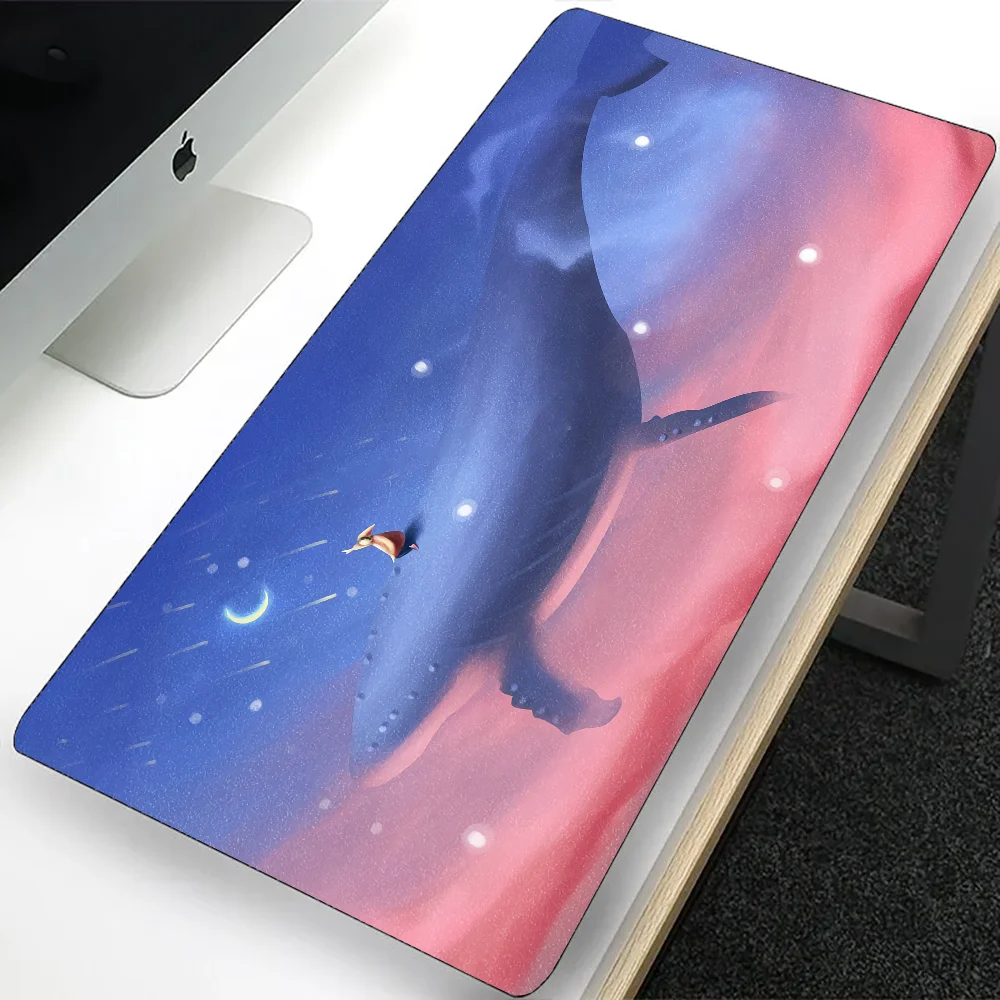 Anime Whale Large Gaming Mouse Pad Computer Mousepad PC Gamer Laptop Mouse Mat Office Mausepad Silicone Keyboard Mat Desk Pad