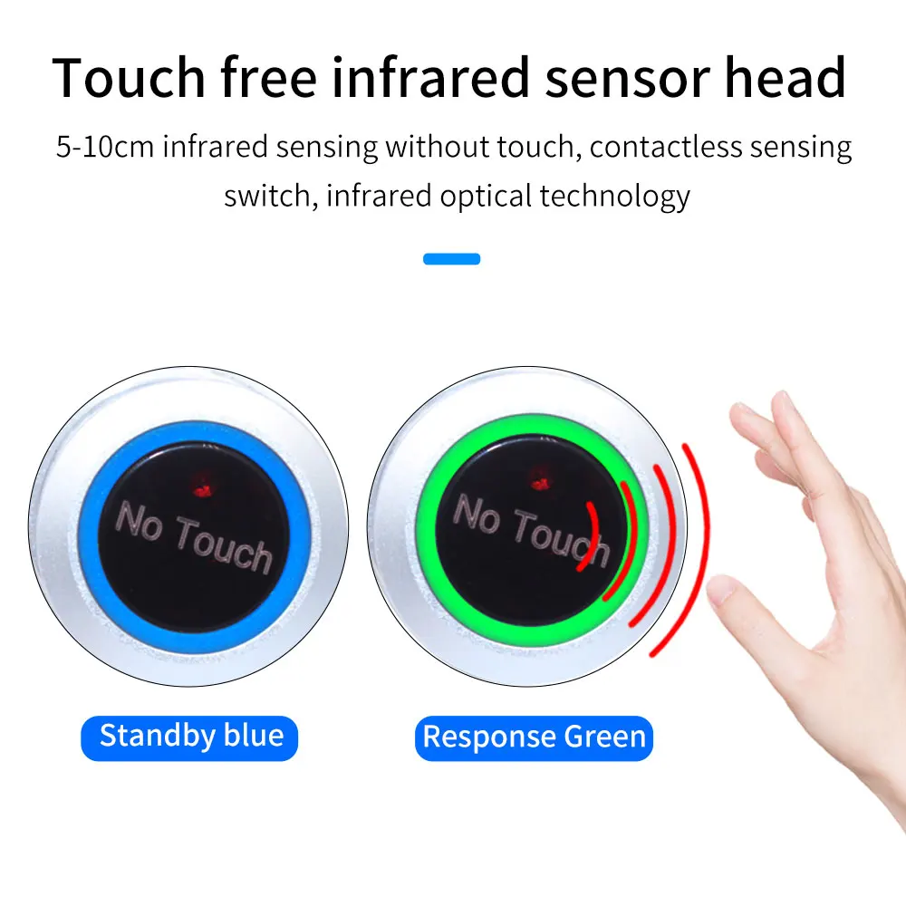 Imagem -04 - Impermeável Sensor Infravermelho Interruptor de Saída sem Toque Contactless Porta Liberação Botão Indicação Led Gate Out Acesso