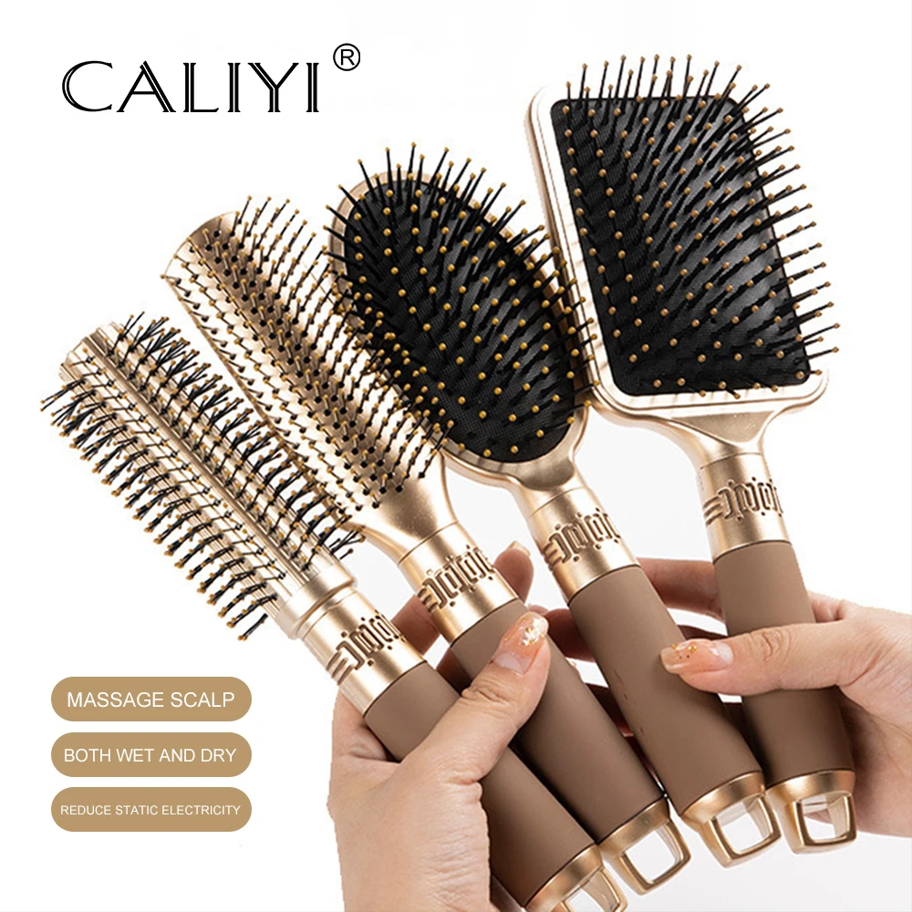 CALIYI Cepillo de masaje capilar con cojín de aire, desenredante, antiestático, para salón y SPA, herramienta de peluquería y estilismo, ovalado y redondo