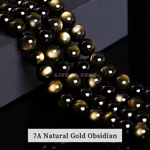 Natural Stone Golden Obsidian Bead Irisation Round Loose Spacer 4 6 8 10 12mm For Jewelry Making Diy Bracelet Necklace Accessory - Image 49