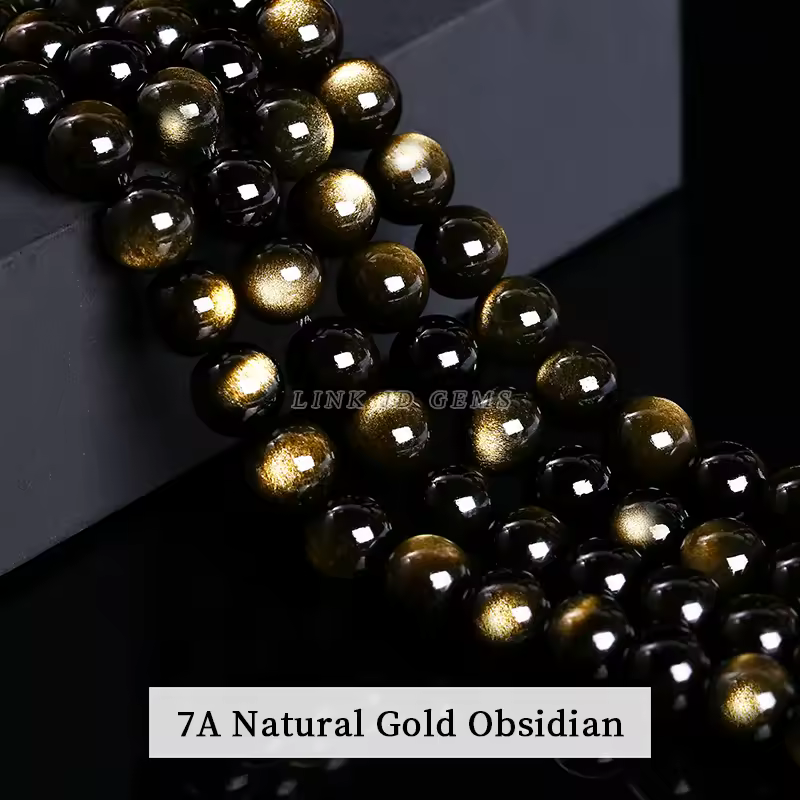 Natural Stone Golden Obsidian Bead Irisation Round Loose Spacer 4 6 8 10 12mm For Jewelry Making Diy Bracelet Necklace Accessory - Image 49