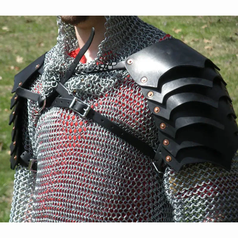

Medieval Viking Pirate Shoulder Armor Gladiator Knight Pauldrons Gothic Steampunk Leather Dragon Scale Spaulders Cosplay Costume