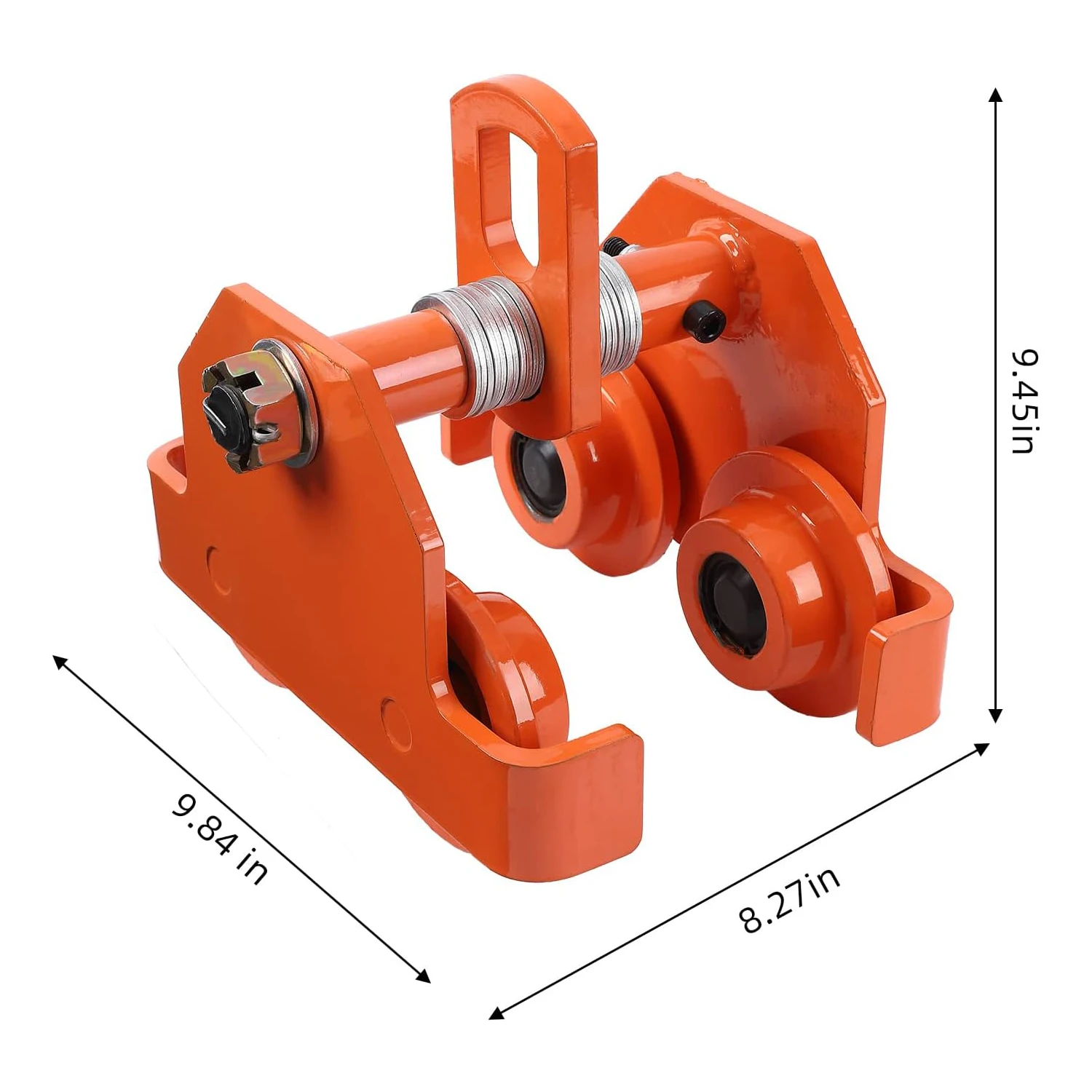 2T 4400LBS Dual Wheels Beam Trolley, 3.5"-8" Adjustable Width Heavy Duty Push Manually Trolley With Dual Track Rollers