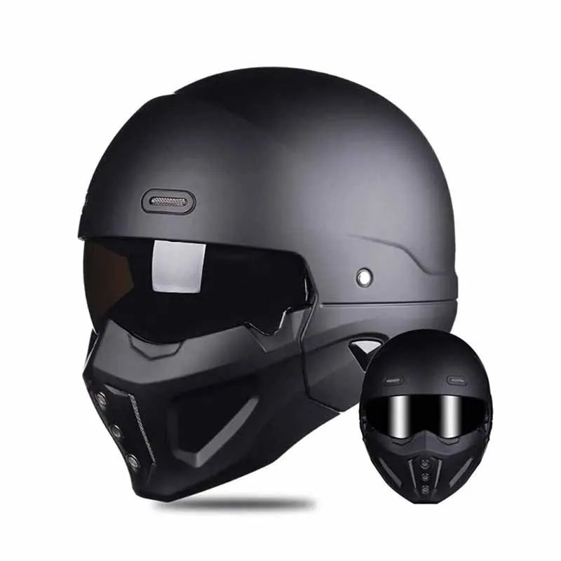 

Retro Capacete Motorcycle Helmet Quick Release ABS Open Helmet Full Face Matt Black Modular Scooter Electric Motorbike Helmet