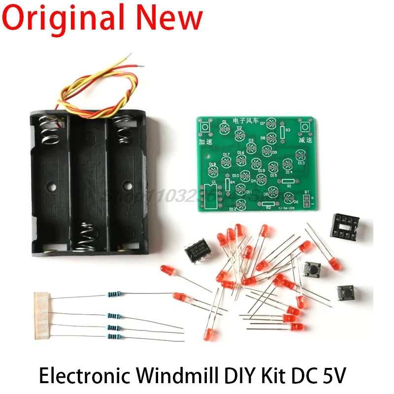 DIY Kit Electronic Design Constructor Windmill Kit DC 5V Funny DIY for Practice Adjustable Speed MCU for Soldering Electronics