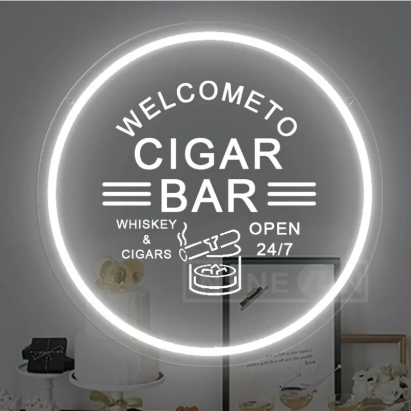 

Custom Cigar Bar LED Sign with Art Design USB Operated Button Control Wall Mountable Ideal Decor for Bar and Entertainment Venue